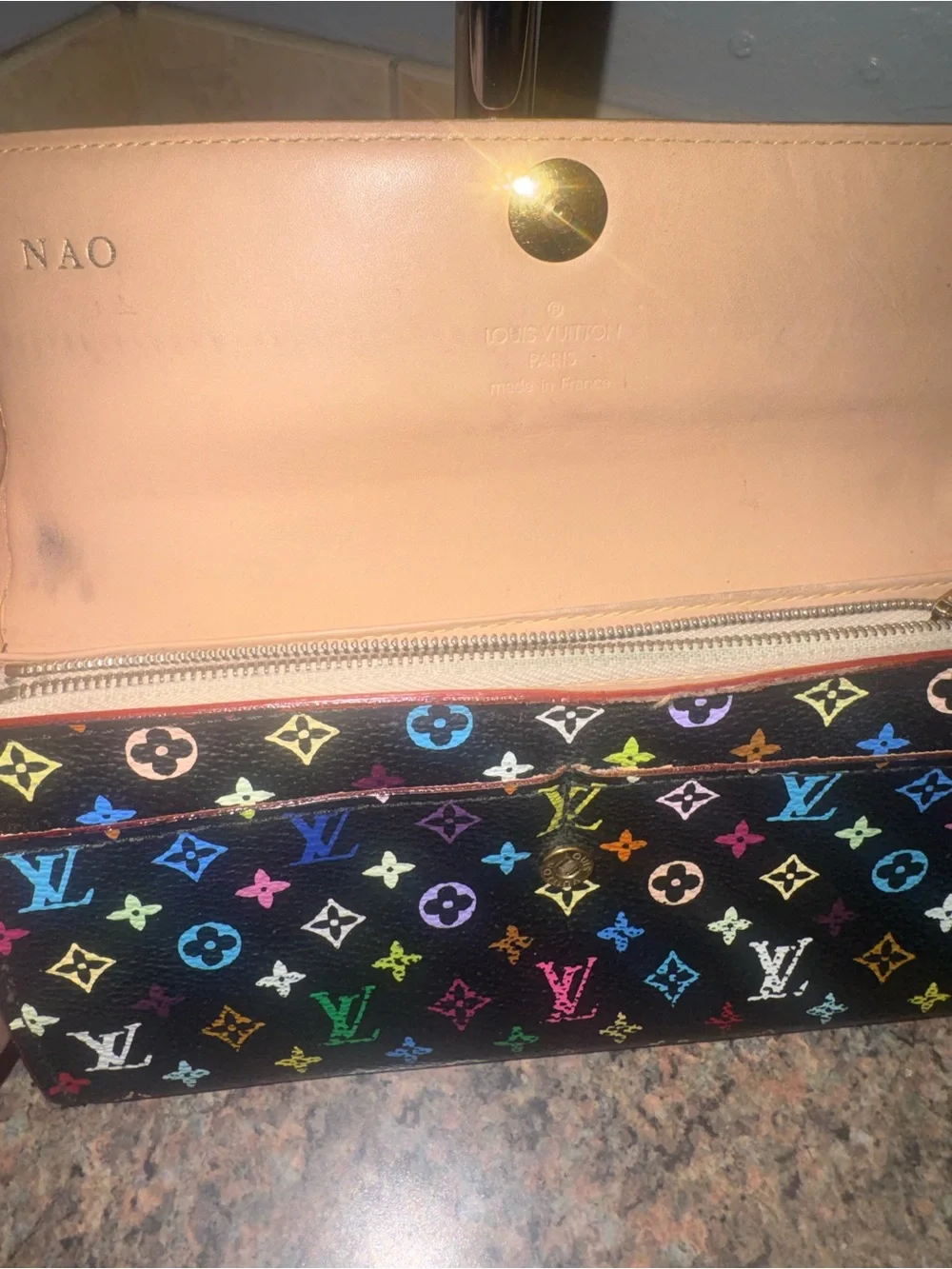Louis Vuitton Black Murakami long Wallet with COA